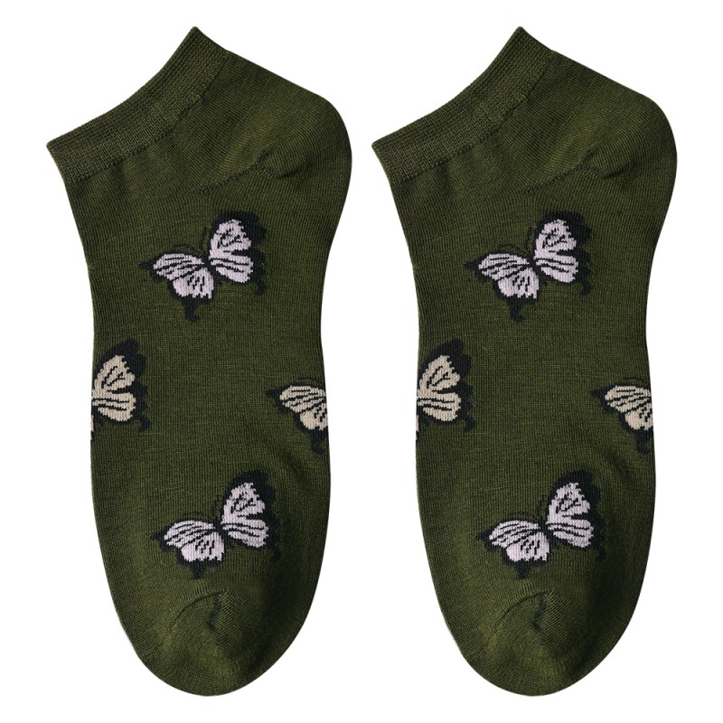 Clayre & Eef Chaussettes Fantaisie one size Vert Polyester Papillons