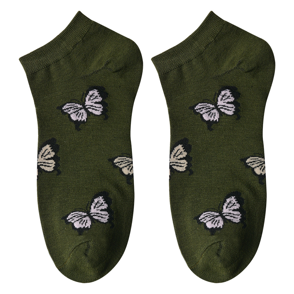 Clayre&Eef Grappige Sokken one size Groen Polyester Vlinders afbeelding