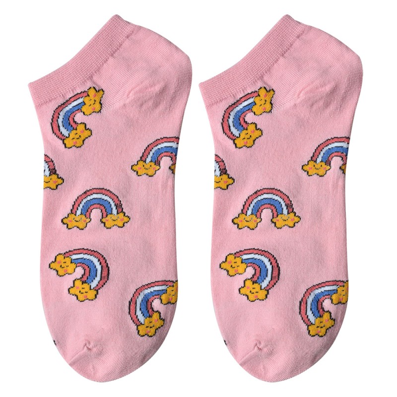 Clayre & Eef Chaussettes Fantaisie one size Rose Polyester Arc-en-ciel