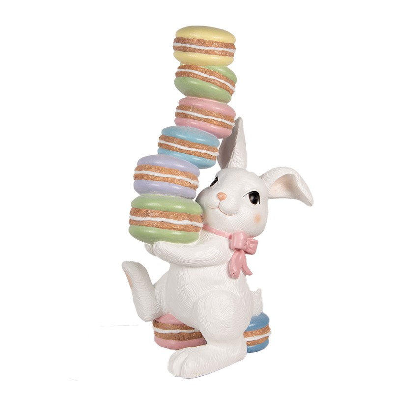 Clayre & Eef Figurine décorative Lapin 53x37x90 cm Blanc Matériau céramique Macarons