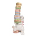Clayre & Eef Figurine décorative Lapin 53x37x90 cm Blanc Matériau céramique Macarons