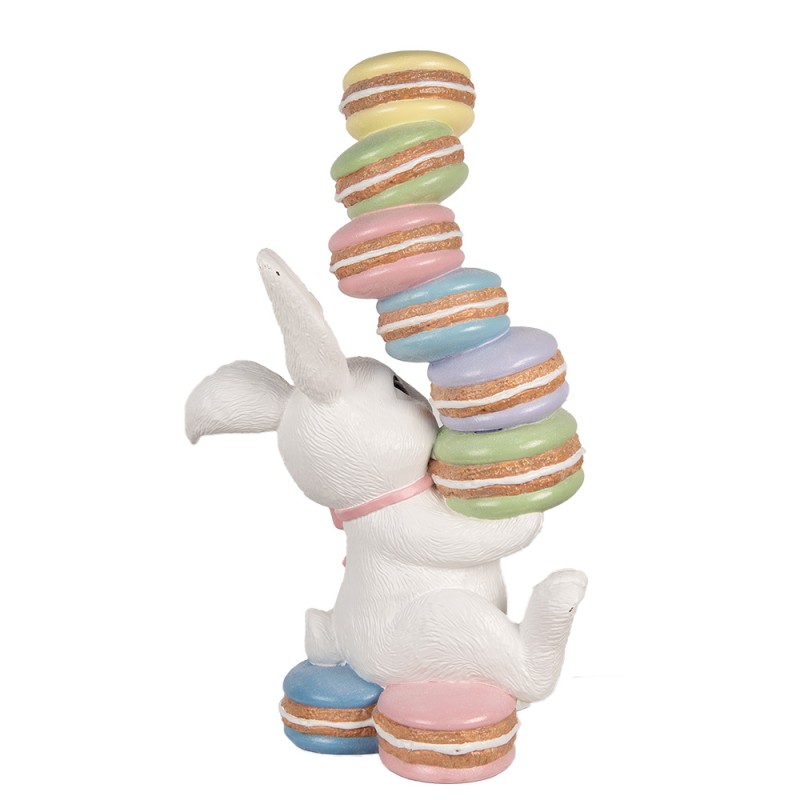 Clayre & Eef Figurine décorative Lapin 53x37x90 cm Blanc Matériau céramique Macarons