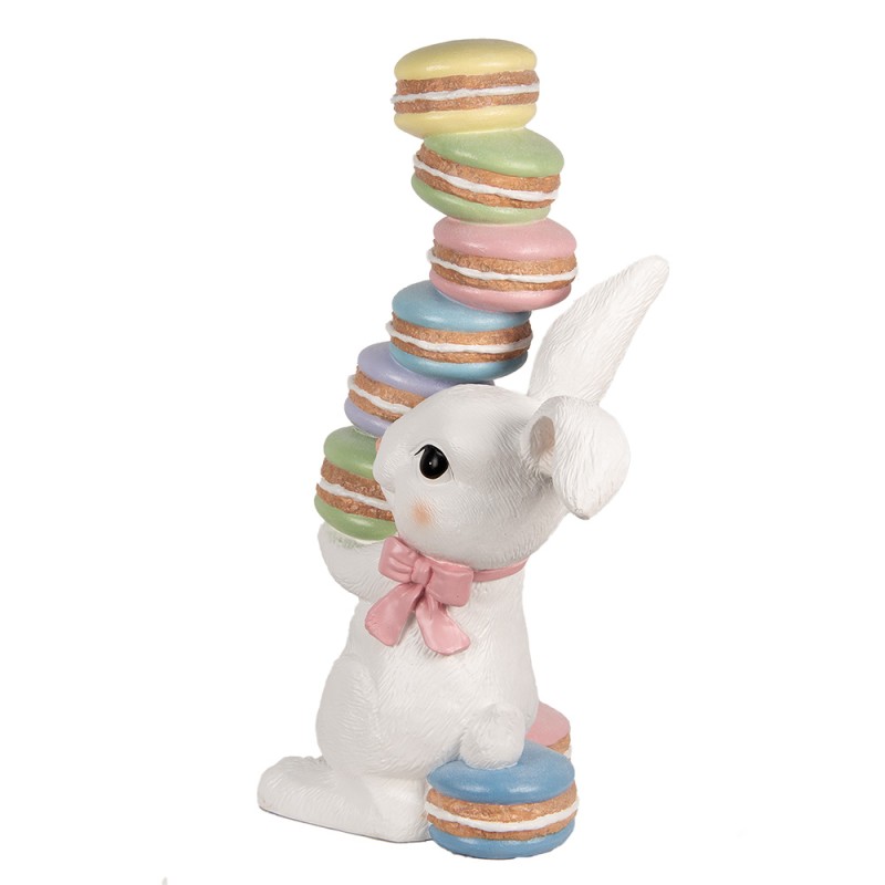 Clayre & Eef Figurine décorative Lapin 53x37x90 cm Blanc Matériau céramique Macarons