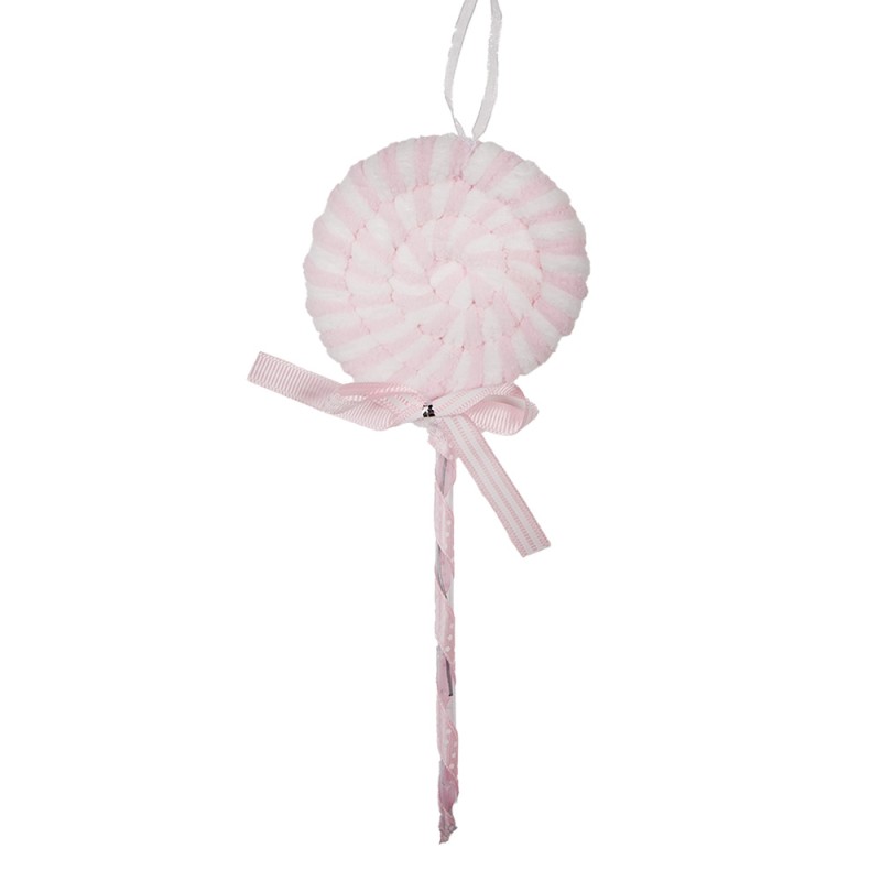 Clayre & Eef Ornamento Natalizio Lecca-lecca 25 cm Rosa Plastica