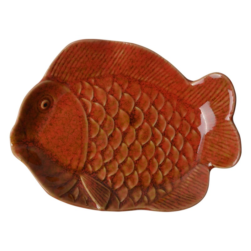 Clayre & Eef Bol de décoration Poisson 16x11x3 cm Orange Céramique