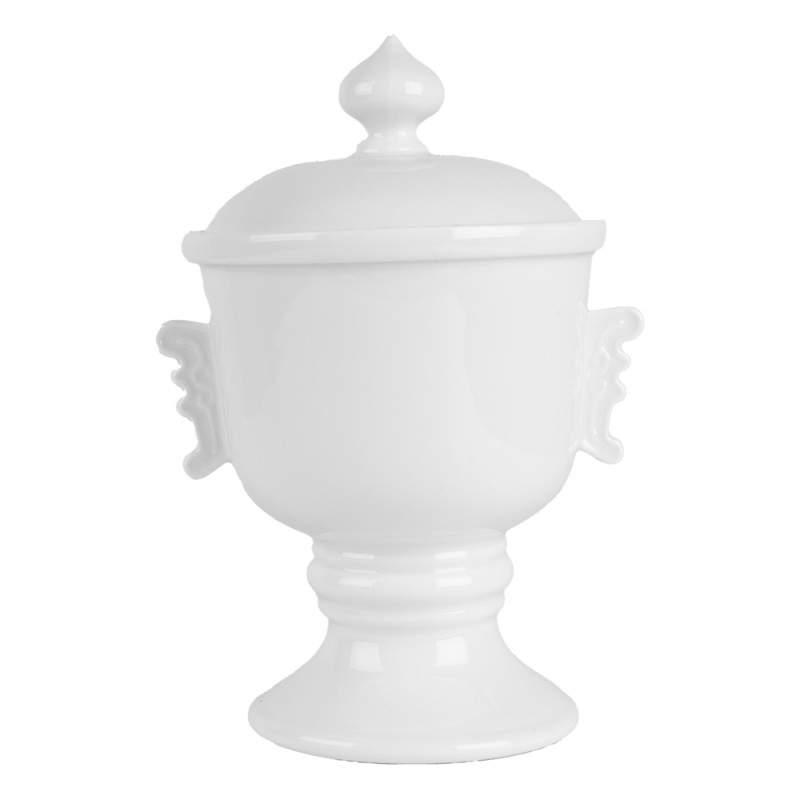 Clayre & Eef Pot de stockage Ø 12x17 cm Blanc Céramique