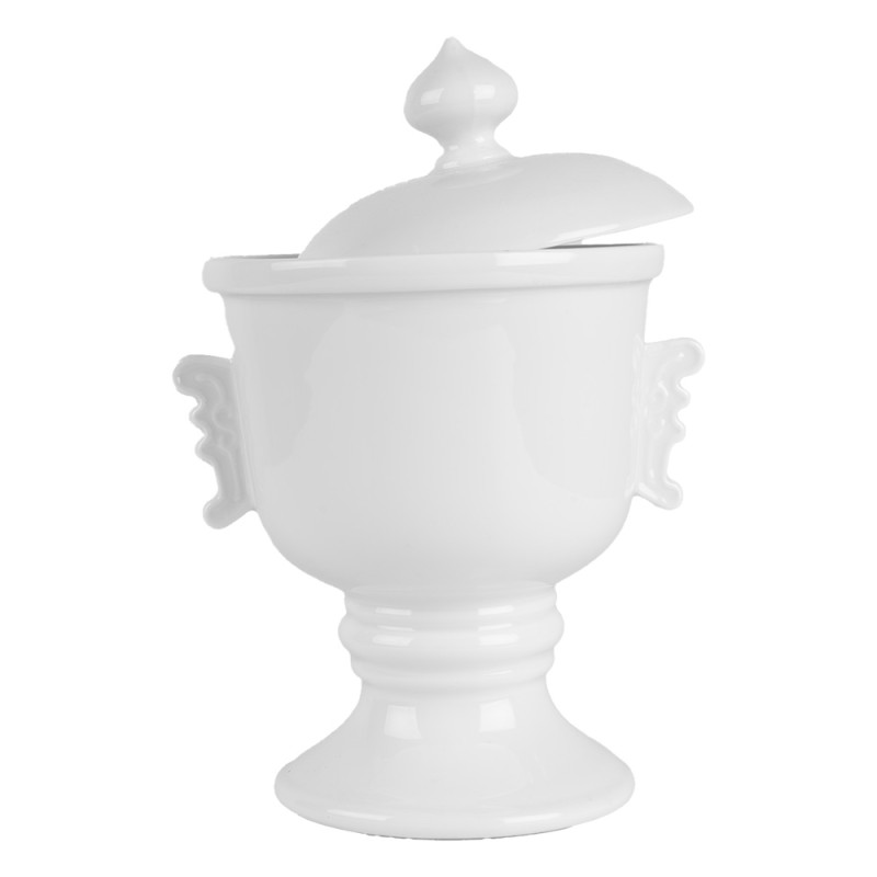 Clayre & Eef Pot de stockage Ø 12x17 cm Blanc Céramique
