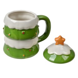 Clayre & Eef Tazza Albero di Natale 350 ml Verde Ceramica