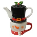 Clayre & Eef Tea for One Bonhomme de neige 525 ml Blanc Céramique