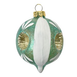 Clayre & Eef Palla di natale Ø 5x7 cm Blu Bianco  Vetro
