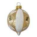 Clayre & Eef Weihnachtskugel Ø 5x7 cm Grau Weiß Glas