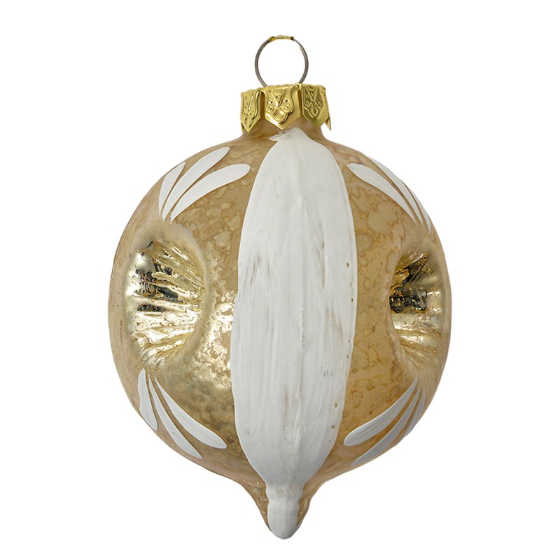 Clayre & Eef Weihnachtskugel Ø 5x7 cm Grau Weiß Glas