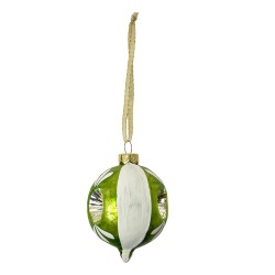 Clayre & Eef Palla di natale Ø 5x7 cm Verde Bianco  Vetro