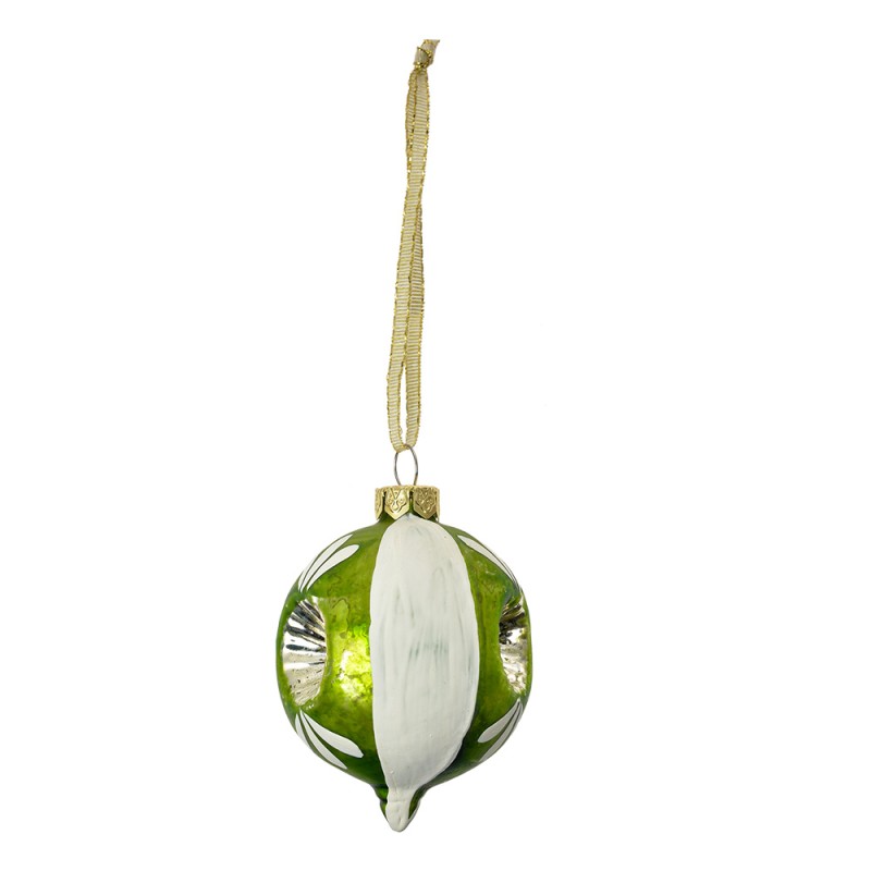 Clayre & Eef Kerstbal Ø 5x7 cm Groen Wit Glas