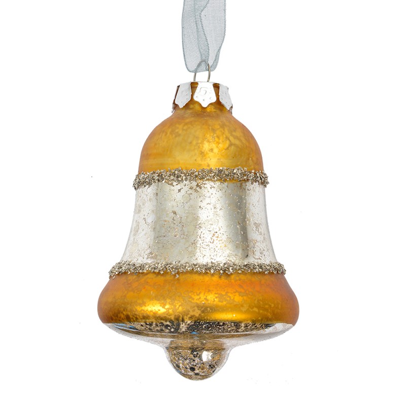 Clayre & Eef Christmas Ornament Ø 5x9 cm Gold colored Glass