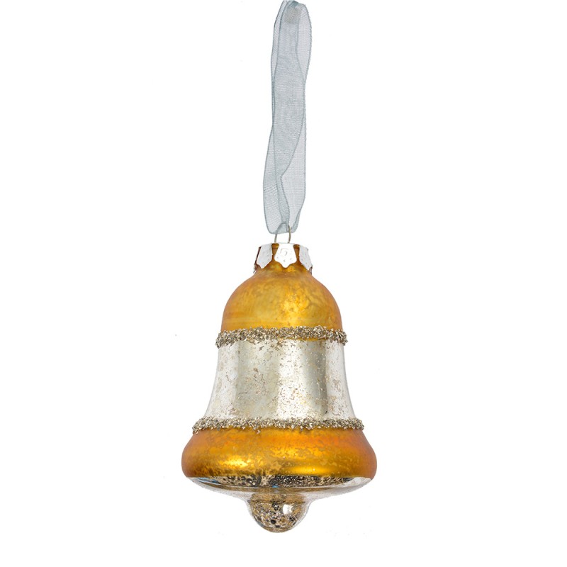 Clayre & Eef Christmas Ornament Ø 5x9 cm Gold colored Glass