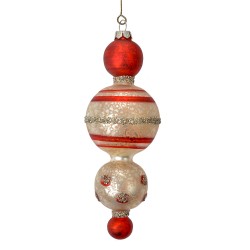 Clayre & Eef Ornamento Natalizio Ø 6x17 cm Rosso Vetro