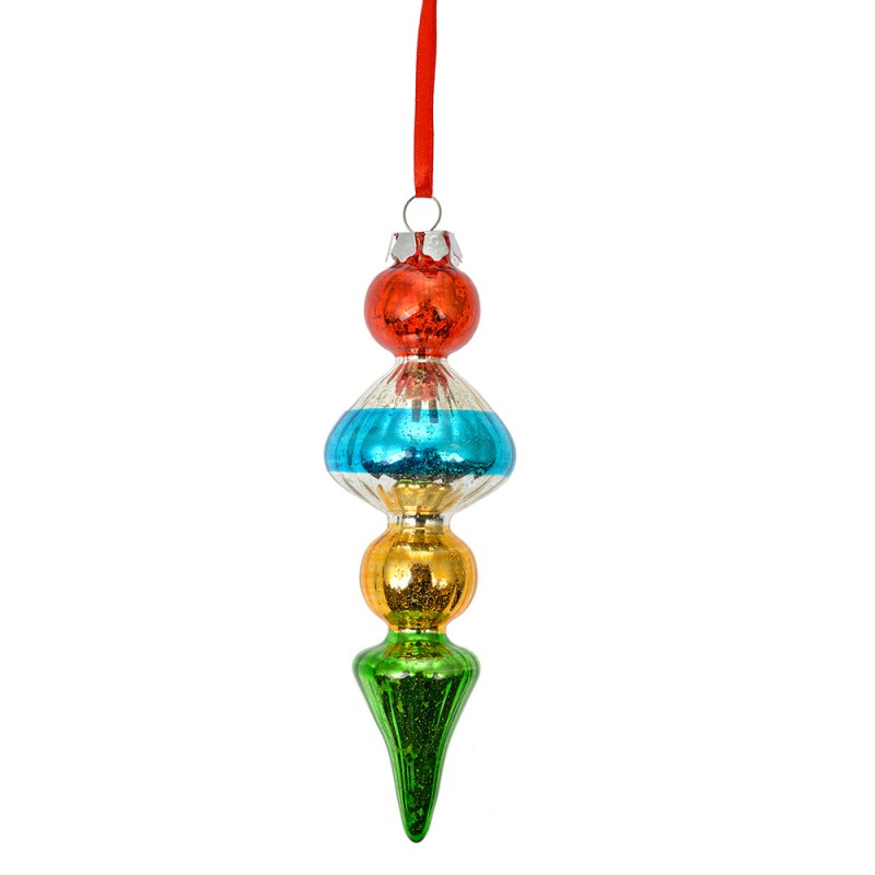 Clayre & Eef Ornamento Natalizio Ø 5x16 cm Multicolore Vetro