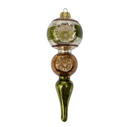 Clayre & Eef Ornamento Natalizio Ø 6x17 cm Verde Vetro