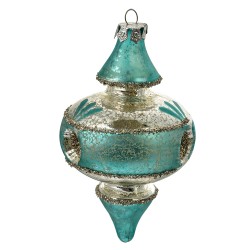 Clayre & Eef Ornamento Natalizio Ø 8x13 cm Blu Vetro