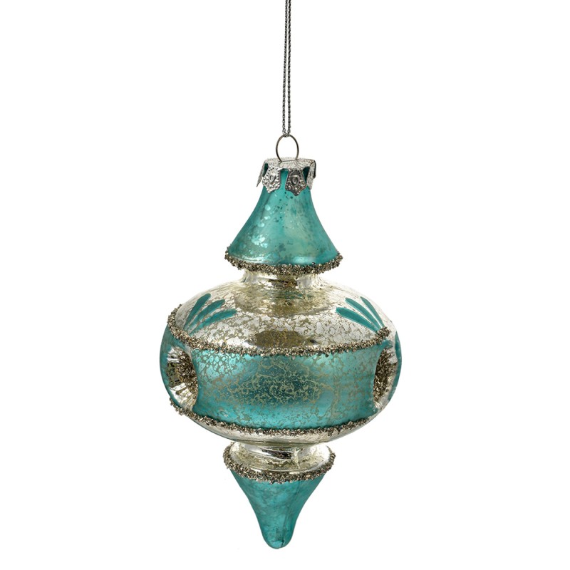Clayre & Eef Kersthanger Ø 8x13 cm Blauw Glas