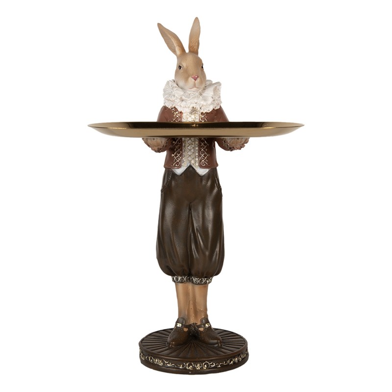 Clayre & Eef Figurine décorative Lapin 18x17x31 cm Beige Marron Plastique