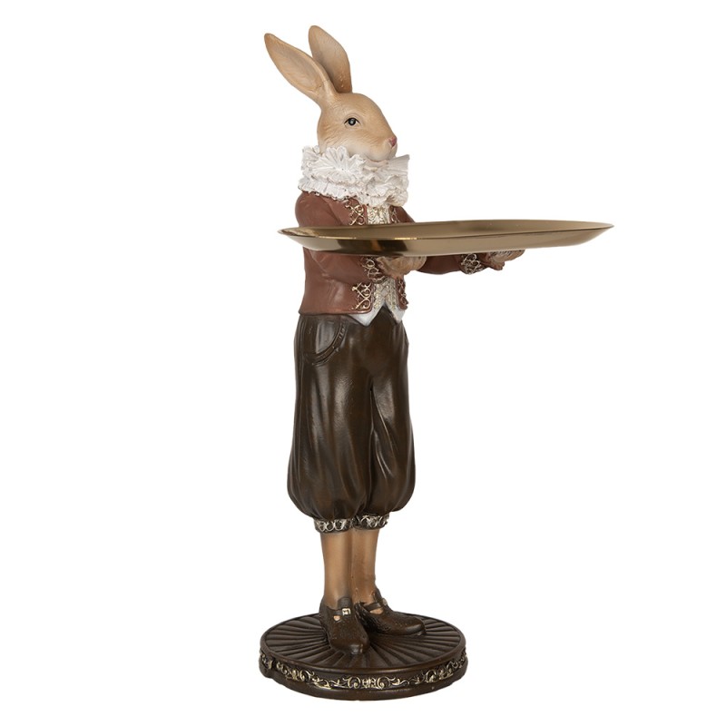 Clayre & Eef Figurine décorative Lapin 18x17x31 cm Beige Marron Plastique