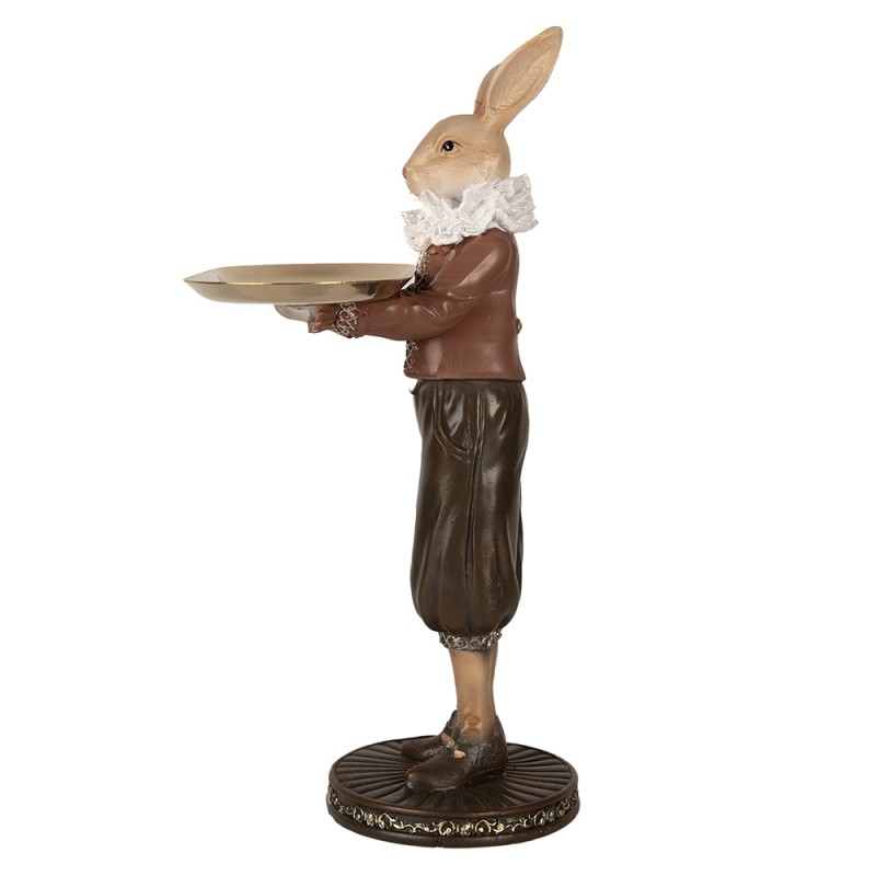 Clayre & Eef Figurine décorative Lapin 18x17x31 cm Beige Marron Plastique