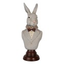 Clayre & Eef Dekorationsfigur Kaninchen 15x13x39 cm Grau Kunststoff