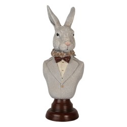 Clayre & Eef Statuetta decorativa Coniglio 15x13x39 cm Grigio Plastica