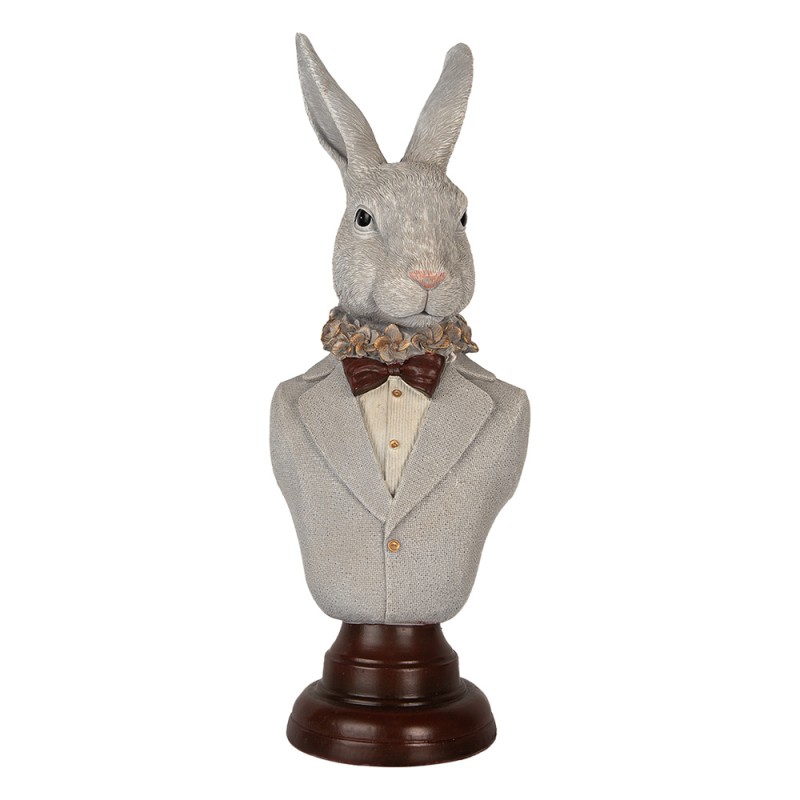 Clayre & Eef Dekorationsfigur Kaninchen 15x13x39 cm Grau Kunststoff
