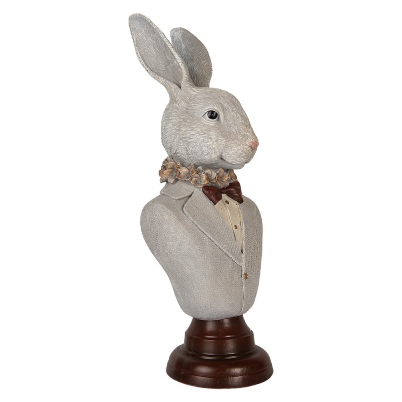 Clayre & Eef Dekorationsfigur Kaninchen 15x13x39 cm Grau Kunststoff