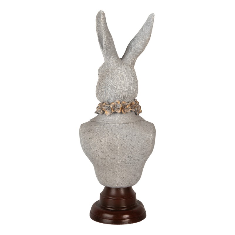 Clayre & Eef Dekorationsfigur Kaninchen 15x13x39 cm Grau Kunststoff