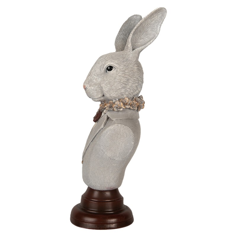 Clayre & Eef Dekorationsfigur Kaninchen 15x13x39 cm Grau Kunststoff