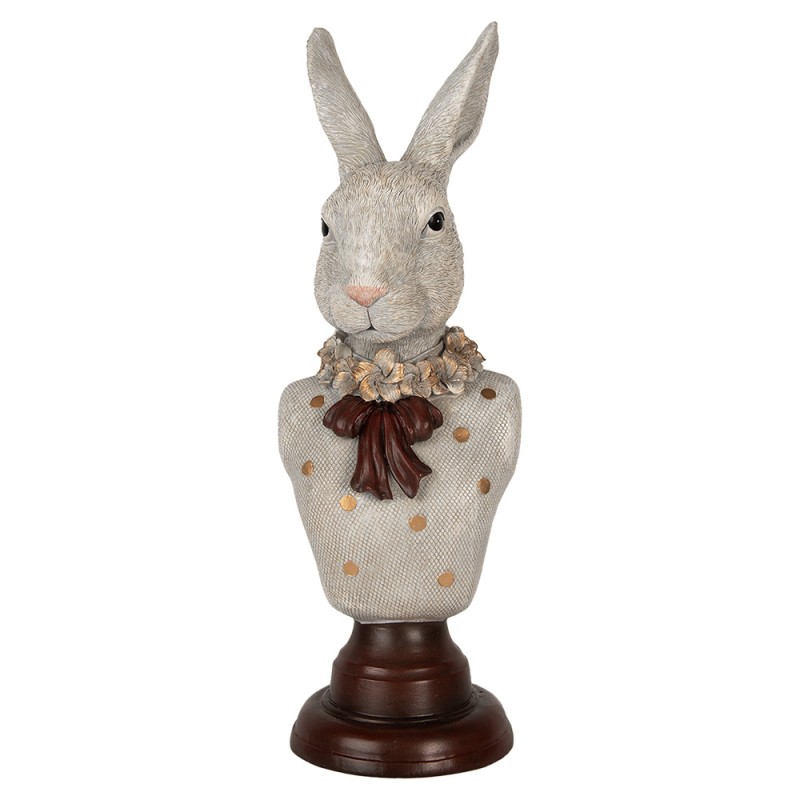 Clayre & Eef Decorative Figurine Rabbit 13x12x39 cm Grey Plastic