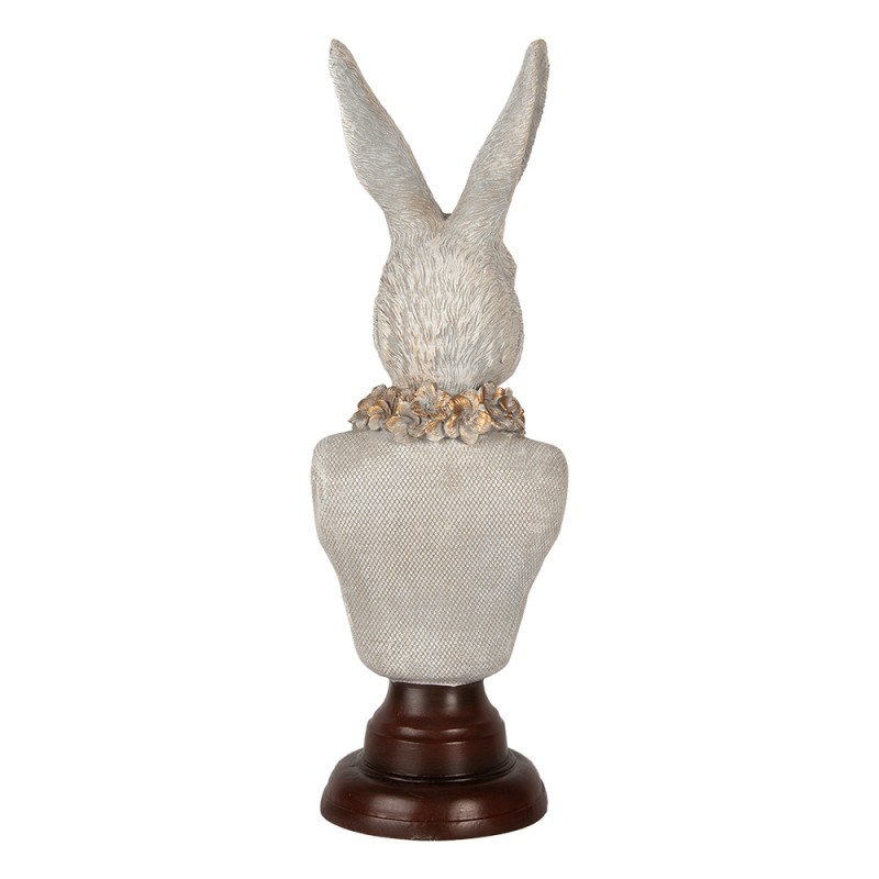 Clayre & Eef Decorative Figurine Rabbit 13x12x39 cm Grey Plastic