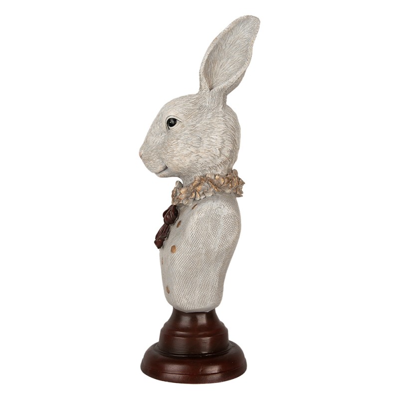 Clayre & Eef Decorative Figurine Rabbit 13x12x39 cm Grey Plastic