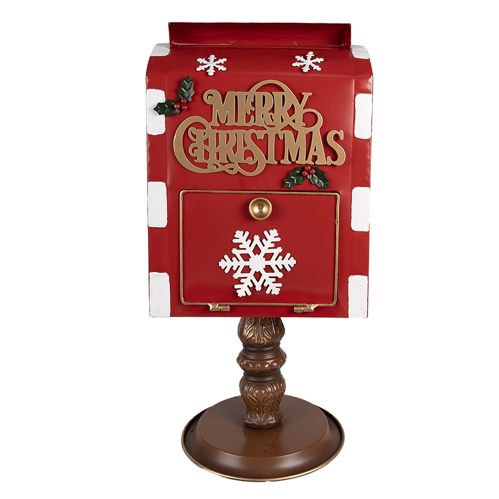 Clayre&Eef Kerstdecoratie Brievenbus 27x22x51 cm Rood Metaal afbeelding