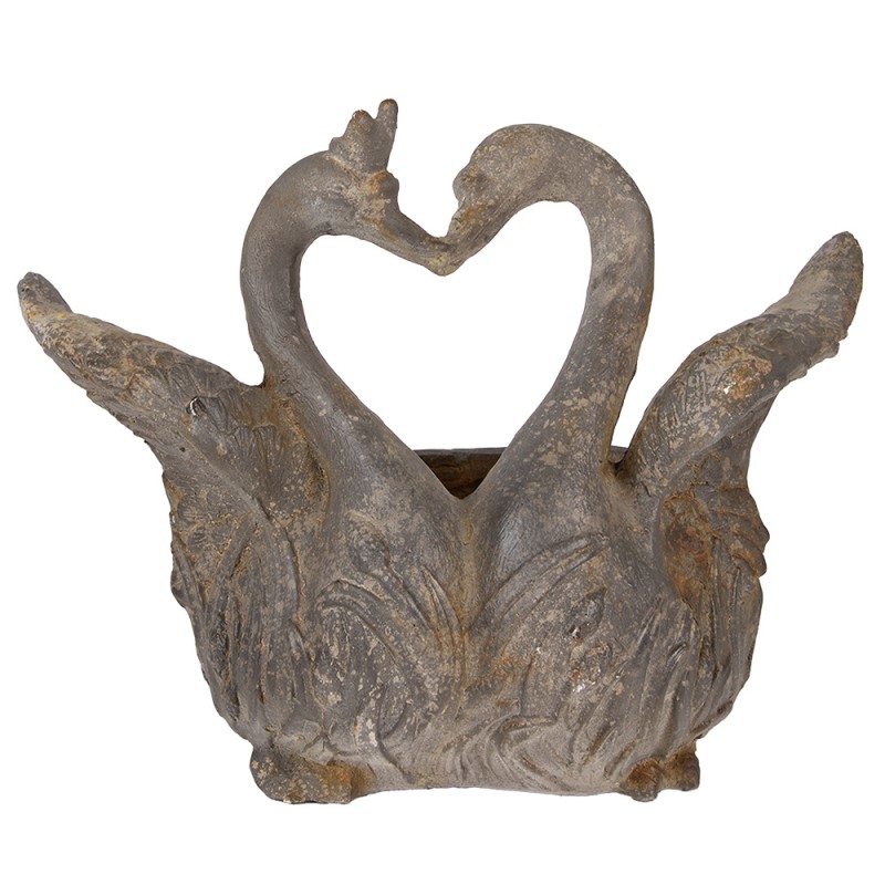 Clayre & Eef Blumentopf Schwan 49x27x37 cm Grau Keramikmaterial