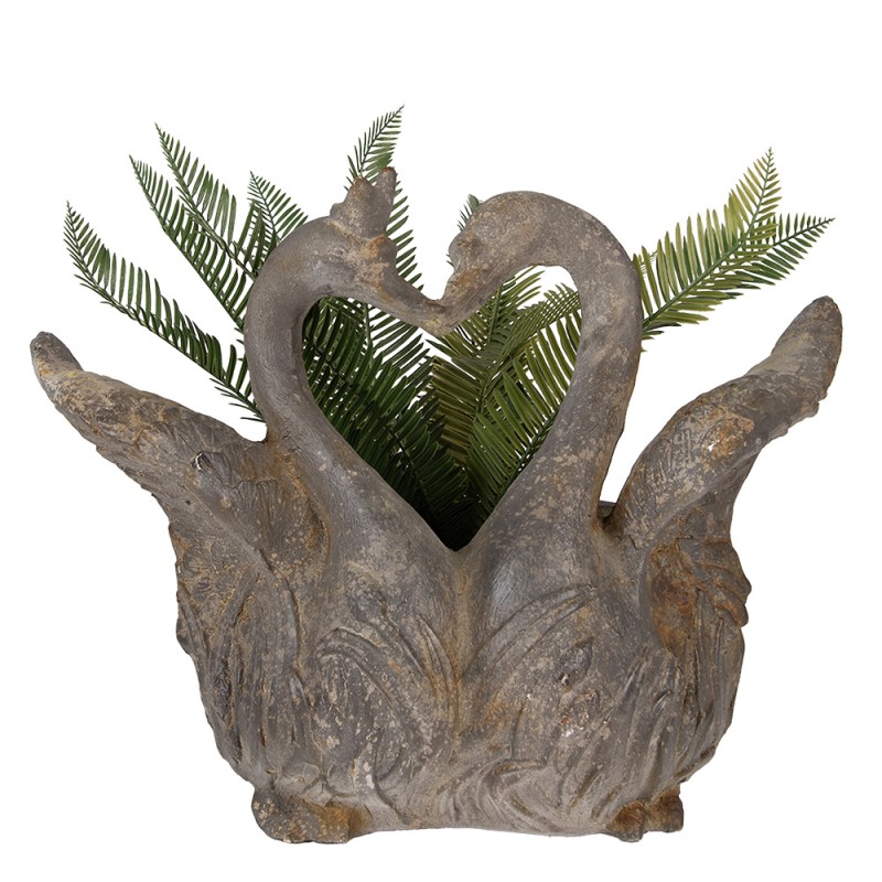 Clayre & Eef Blumentopf Schwan 49x27x37 cm Grau Keramikmaterial