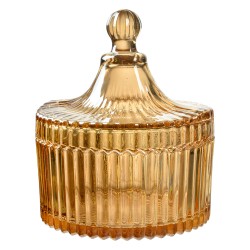 Clayre & Eef Barattolo di stoccaggio Ø 10x12 cm Giallo Vetro