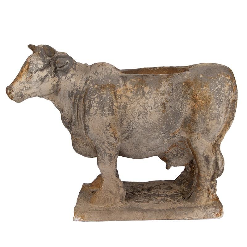 Clayre & Eef Fioriera Mucca 36x15x28 cm Grigio Materiale ceramico