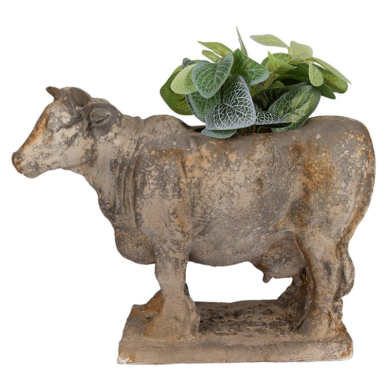 Clayre & Eef Fioriera Mucca 36x15x28 cm Grigio Materiale ceramico