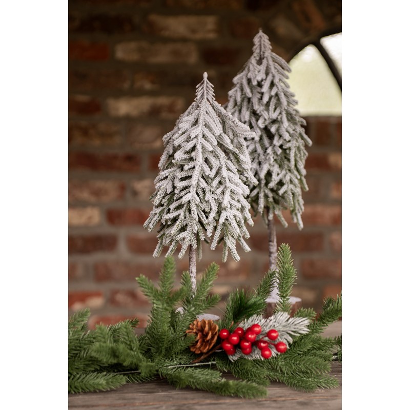 Clayre & Eef Weihnachtsdekoration Weihnachtsbaum 20x15x53 cm Grau Weiß Kunststoff