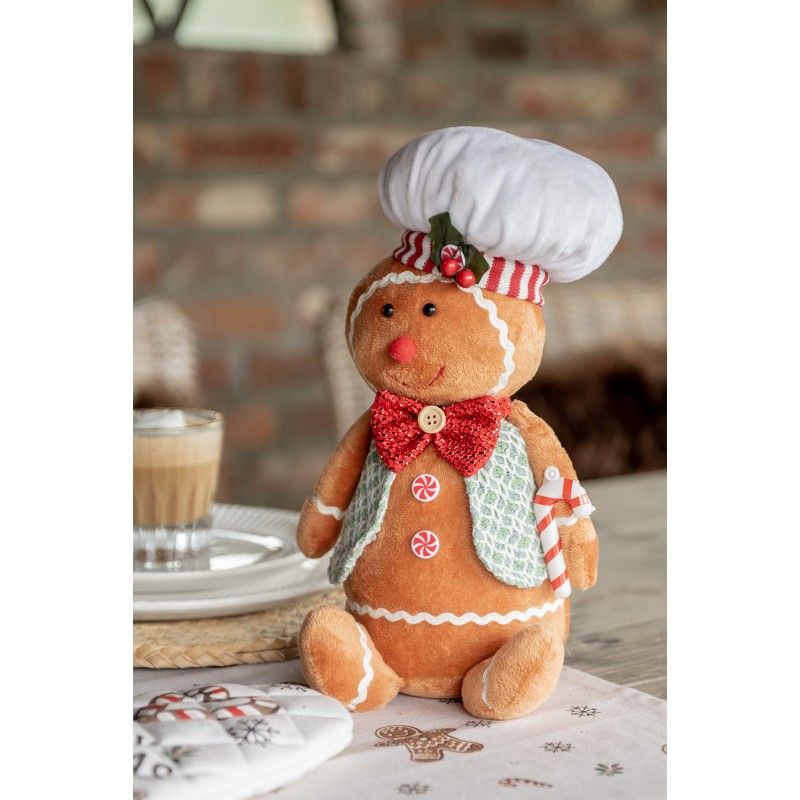 Clayre & Eef Decorazione di Natalizie Uomo di pan di zenzero 19x14x35 cm Marrone Sintetico