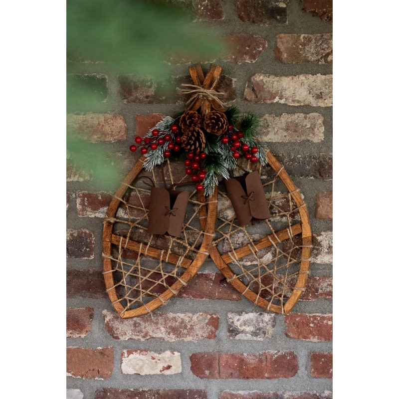 Clayre & Eef Decoration Snowshoes 55x22x5 cm Brown Wood