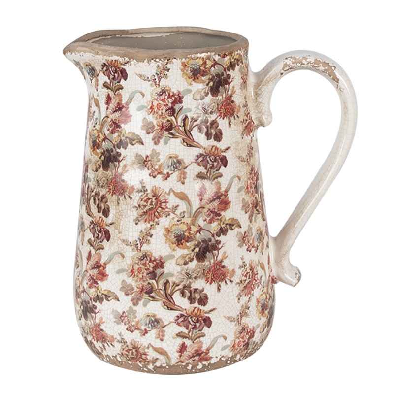 Clayre & Eef Decoratie Kan  21x15x23 cm Beige Roze Keramiek Bloemen