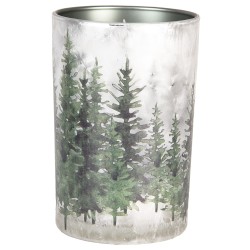 Clayre & Eef Porte-bougie Ø 12x18 cm Blanc Vert Verre