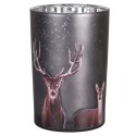 Clayre & Eef Portacandela Ø 12x18 cm Grigio Vetro Cervo