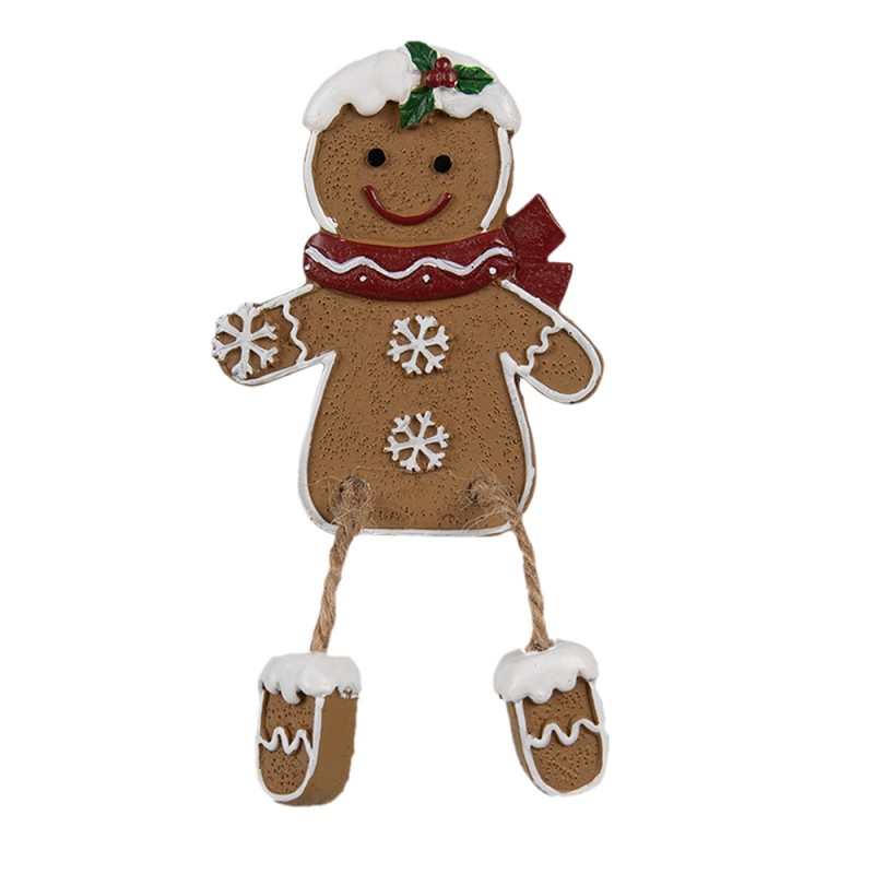 Clayre & Eef Decorazione di Natalizie Uomo di pan di zenzero 7x2x13/ 6x2x12 cm Marrone Plastica